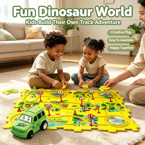25Pcs Dinosaur Puzzle Track Car Toy, DIY Splicing Race Track, Educational Interactive Toy Gift For Kids Boys Girls