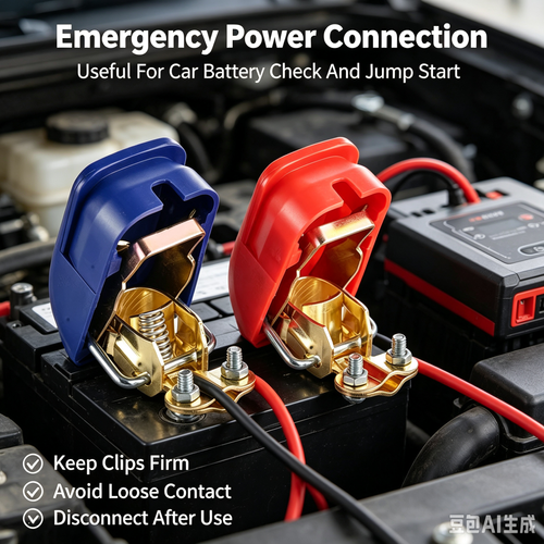 Red Blue Insulated Battery Terminal Clips, Thick Copper Quick Connect Battery Clamps for Car Motorcycle