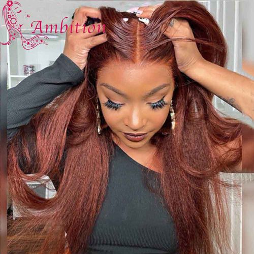 Auburn Body Wave Lace Front Wig Human Hair Reddish Brown Transparent Lace Wig for Women