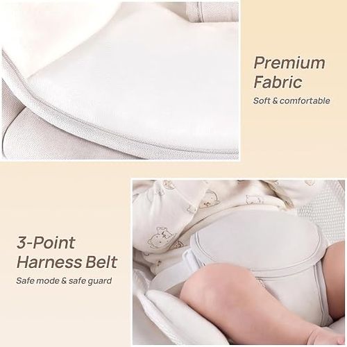 Electric Baby Swing for Newborn, Bluetooth Remote Control Infant Rocker with 5 Swing Speeds & Lullabies