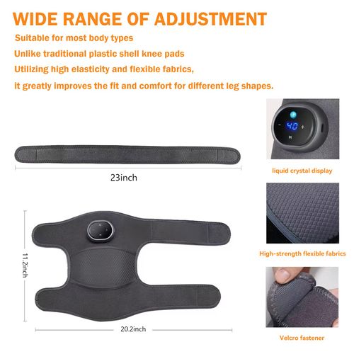 Heated Knee Brace Electric Knee Massager Graphene Heat Pad, Rechargeable Knee Warmer with LCD Touch Control, 5 Heat Levels and 3 Massage Modes for Knee, Shoulder, Home and Office Use, COD Free Shipping, Pay on Delivery