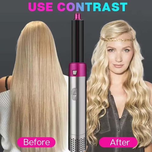 5 in 1 Hot Air Styler, Interchangeable Hair Dryer Brush, Multifunctional Hair Curler Straightener Volumizer