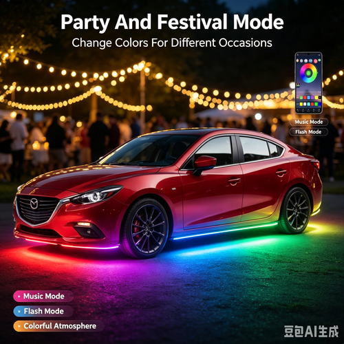 Car Underbody RGB LED Light Strip, APP & Remote Control Waterproof Neon Light, Auto Bottom Ambient Decor Light For Vehicle