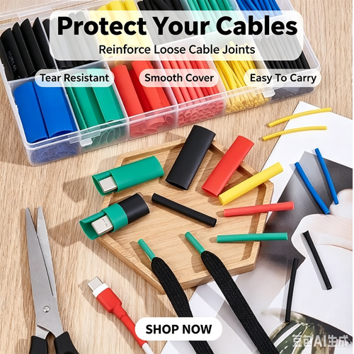 Heat Shrink Tubing Kit, Multi Color Assorted Sizes Electrical Wire Heat Shrink Tube for Cable Insulation, Wire Repair & Protection