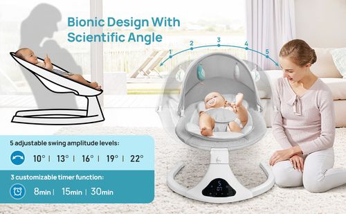 Electric Baby Swing for Newborn, Bluetooth Remote Control Infant Rocker with 5 Swing Speeds & Lullabies