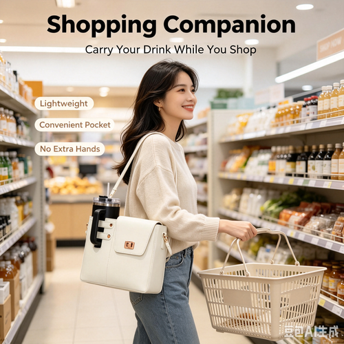 PU Leather Crossbody Bag With Tumbler Holder, Fashion Shoulder Handbag With Water Bottle Slot For Daily Outdoor