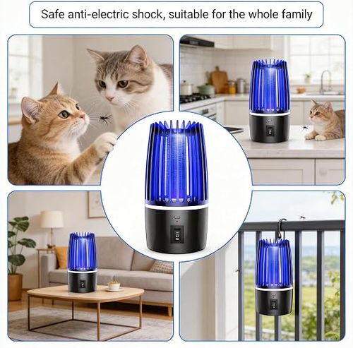 USB Rechargeable Electric Mosquito Killer Lamp, Portable UV Light Insect Trap for Indoor Outdoor Backyard Camping