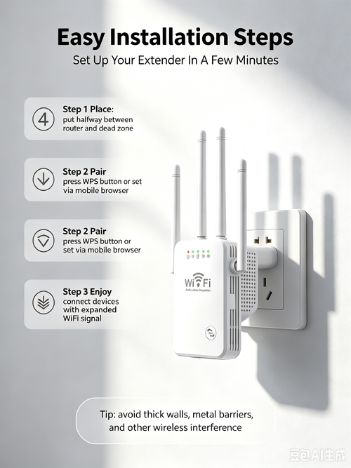 4 Antennas WiFi Range Extender UK Plug, Wireless Signal Booster Repeater, Support AP/Router Mode for Home Network