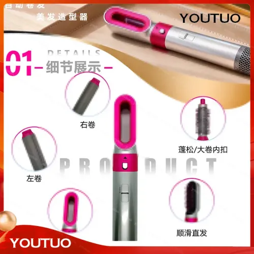 5 in 1 Hot Air Styler, Interchangeable Hair Dryer Brush, Multifunctional Hair Curler Straightener Volumizer
