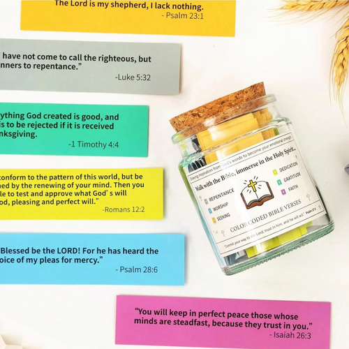 Read Me When Bible Verse Jar, Color Coded Scripture Cards Glass Jar Christian Religious Gift