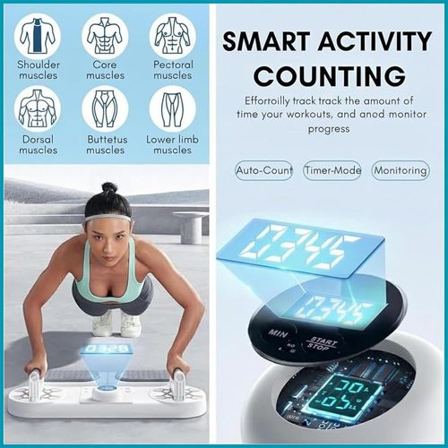 Multifunction Plank Trainer Push Up Board with Timer, Home Fitness Core Trainer, Ab Workout Support Board, Push Up Stand for Plank, Arm, Chest, Shoulder and Belly Exercise, COD Free Shipping, Pay on Delivery