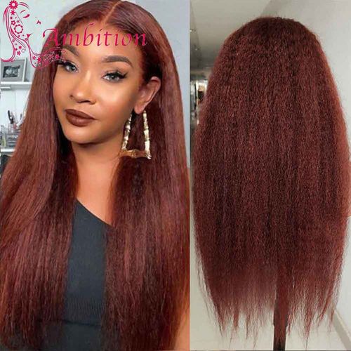 Auburn Body Wave Lace Front Wig Human Hair Reddish Brown Transparent Lace Wig for Women