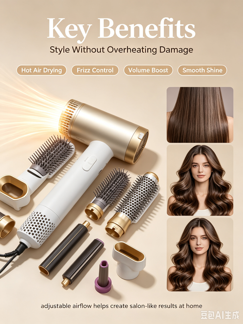5 in 1 Hot Air Styler, Interchangeable Hair Dryer Brush, Multifunctional Hair Curler Straightener Volumizer