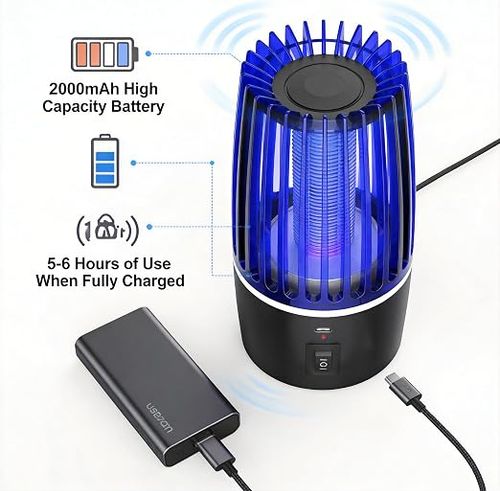 USB Rechargeable Electric Mosquito Killer Lamp, Portable UV Light Insect Trap for Indoor Outdoor Backyard Camping