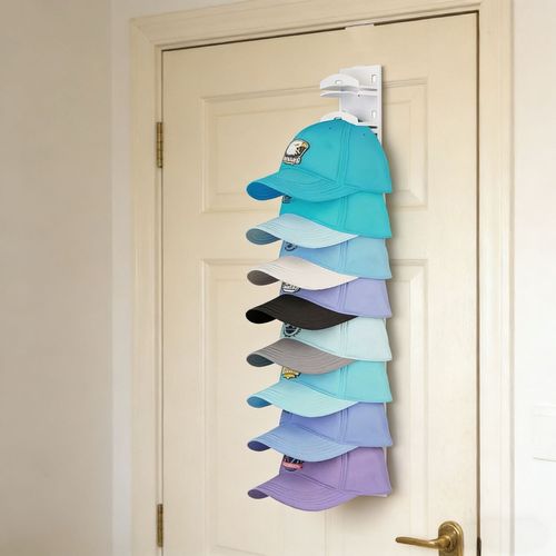 Wall Mount Hat Organizer, Dual Hanging Baseball Cap Holder for Closet Door Storage
