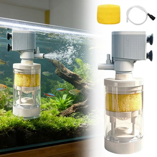 4W 3-in-1 Aquarium Filter Pump, Internal Submersible Water Pump Oxygen Aerator for Fish Tank Under 30cm