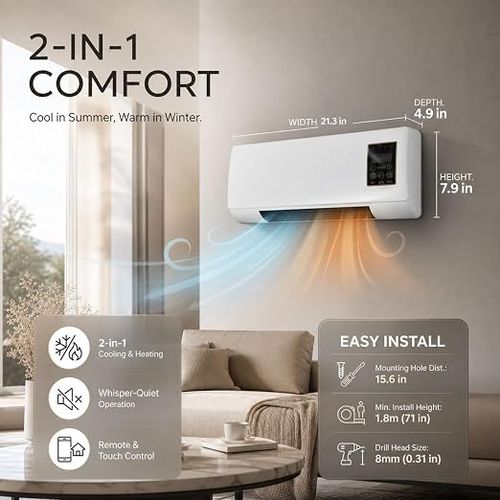 Wall Mounted Electric Space Heater, Digital Touch Control Indoor Fast Heating Radiator for Home Office