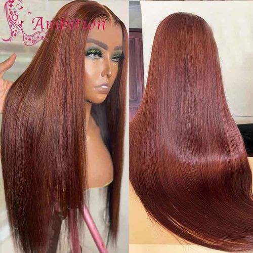 Auburn Body Wave Lace Front Wig Human Hair Reddish Brown Transparent Lace Wig for Women