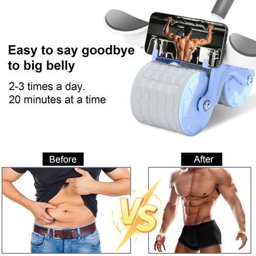 Ab Roller Wheel Automatic Rebound Abdominal Exercise Wheel with Elbow Support, Phone Holder and Timer Option for Home Fitness, Core Training, Waist and Belly Exercise, COD Free Shipping, Pay on Delivery