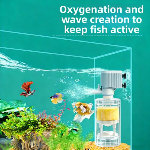 4W 3-in-1 Aquarium Filter Pump, Internal Submersible Water Pump Oxygen Aerator for Fish Tank Under 30cm