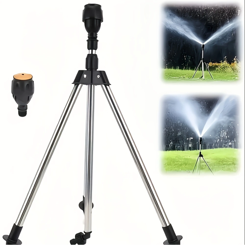 360° Automatic Rotating Tripod Lawn Sprinkler, Outdoor Garden Watering Irrigation Sprayer