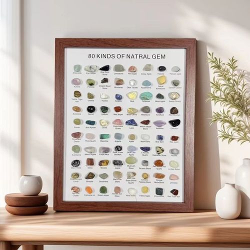 80 Kinds of Natural Gemstone Mineral Specimen Frame, Rock Collection Display Box for Geology Education & Home Decor