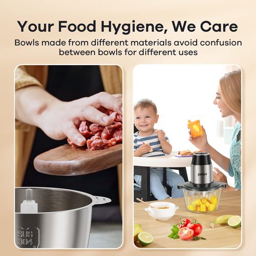 2L Electric Meat Grinder Food Chopper with Glass Bowl, 4-Blade Kitchen Mincer for Meat, Vegetables, Garlic, Onion, Dumpling Filling and Home Cooking Prep, COD Free Shipping, Pay on Delivery