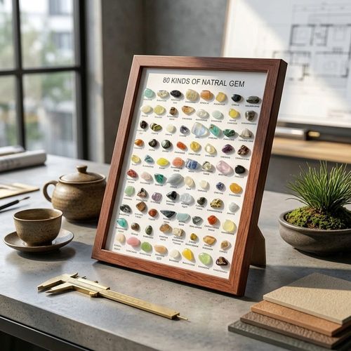 80 Kinds of Natural Gemstone Mineral Specimen Frame, Rock Collection Display Box for Geology Education & Home Decor