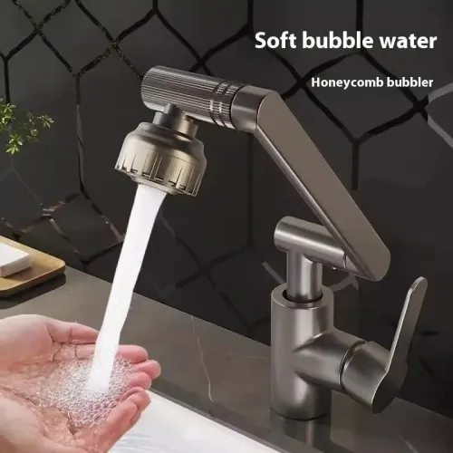 360 Degree Rotating Bathroom Sink Faucet, Matte Black Vanity Tap with Dual Water Outlet Mode
