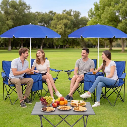 Double Camping Chair with Umbrella Portable Folding Outdoor Chair, Two Person Beach Chair with Sunshade for Camping, Fishing, Picnic, Garden, Travel and Outdoor Relaxing, COD Free Shipping, Pay on Delivery