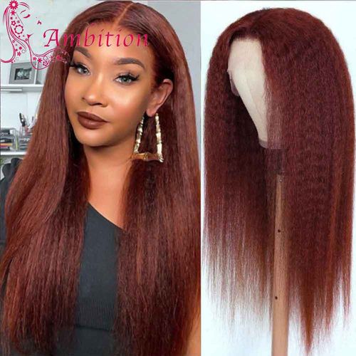 Auburn Body Wave Lace Front Wig Human Hair Reddish Brown Transparent Lace Wig for Women