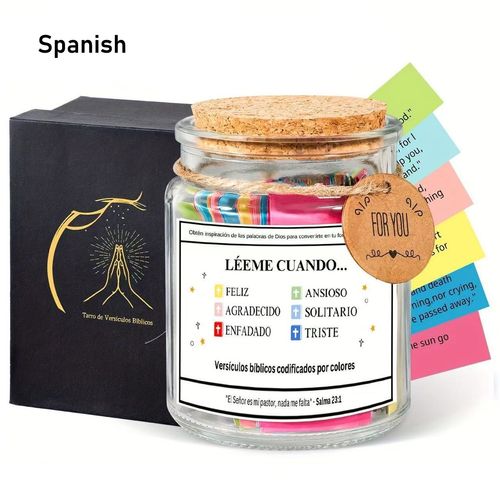 Read Me When Bible Verse Jar, Color Coded Scripture Cards Glass Jar Christian Religious Gift