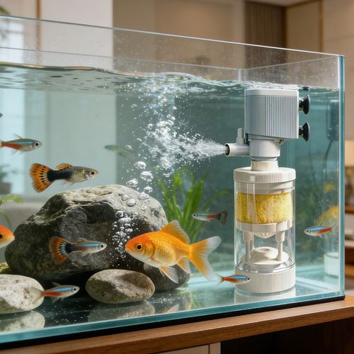 4W 3-in-1 Aquarium Filter Pump, Internal Submersible Water Pump Oxygen Aerator for Fish Tank Under 30cm