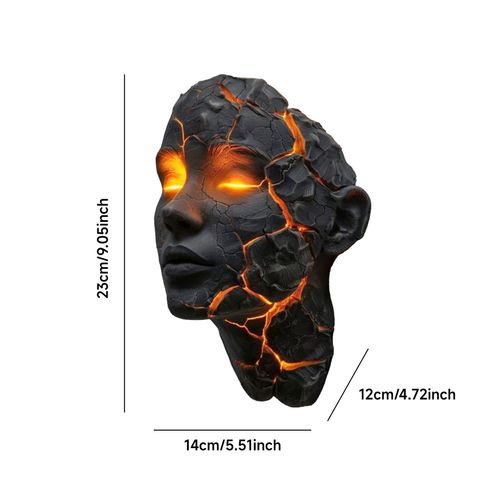 Cracked Soul Wall Light Broken Face LED Wall Lamp, Glowing Soul Face Hanging Wall Decor, Resin Art Ornament for Bedroom, Living Room, Bar, Halloween Party and Home Decoration, COD Free Shipping, Pay on Delivery