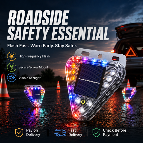Solar Warning Strobe Light Magnetic Car Truck Tail Flashing Light, Solar Powered Anti-Rear-End Warning Lamp for Night Driving, Road Safety, Emergency Signal Light, Buy 1 Get 2, COD Free Shipping, Pay on Delivery