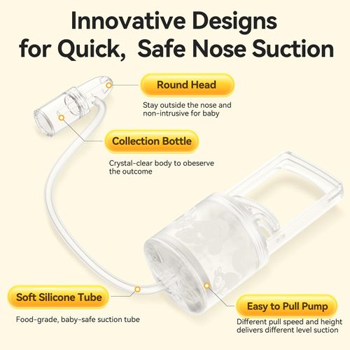 Baby Nasal Aspirator Manual Snot Suction Nose Cleaner with Silicone Suction Tips, Infant Nose Mucus Cleaner for Newborn Baby Daily Nose Care, Easy Pull Design, COD Free Shipping, Pay on Delivery