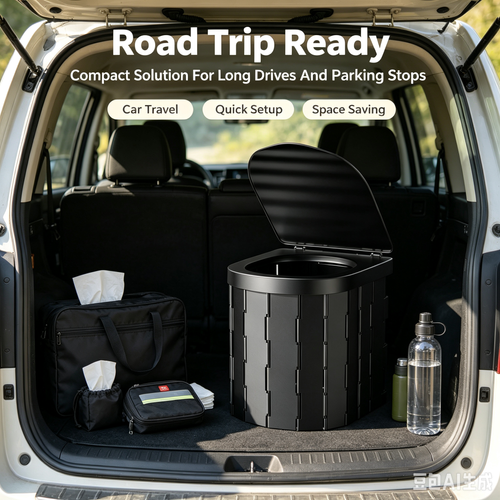 Foldable portable toilet with sealed lid, comes with cleaning bags, solidifier and storage bag. Great for camping, road trips, fishing, home emergency, suitable for adults. Easy to assemble and carry.