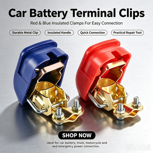 Red Blue Insulated Battery Terminal Clips, Thick Copper Quick Connect Battery Clamps for Car Motorcycle