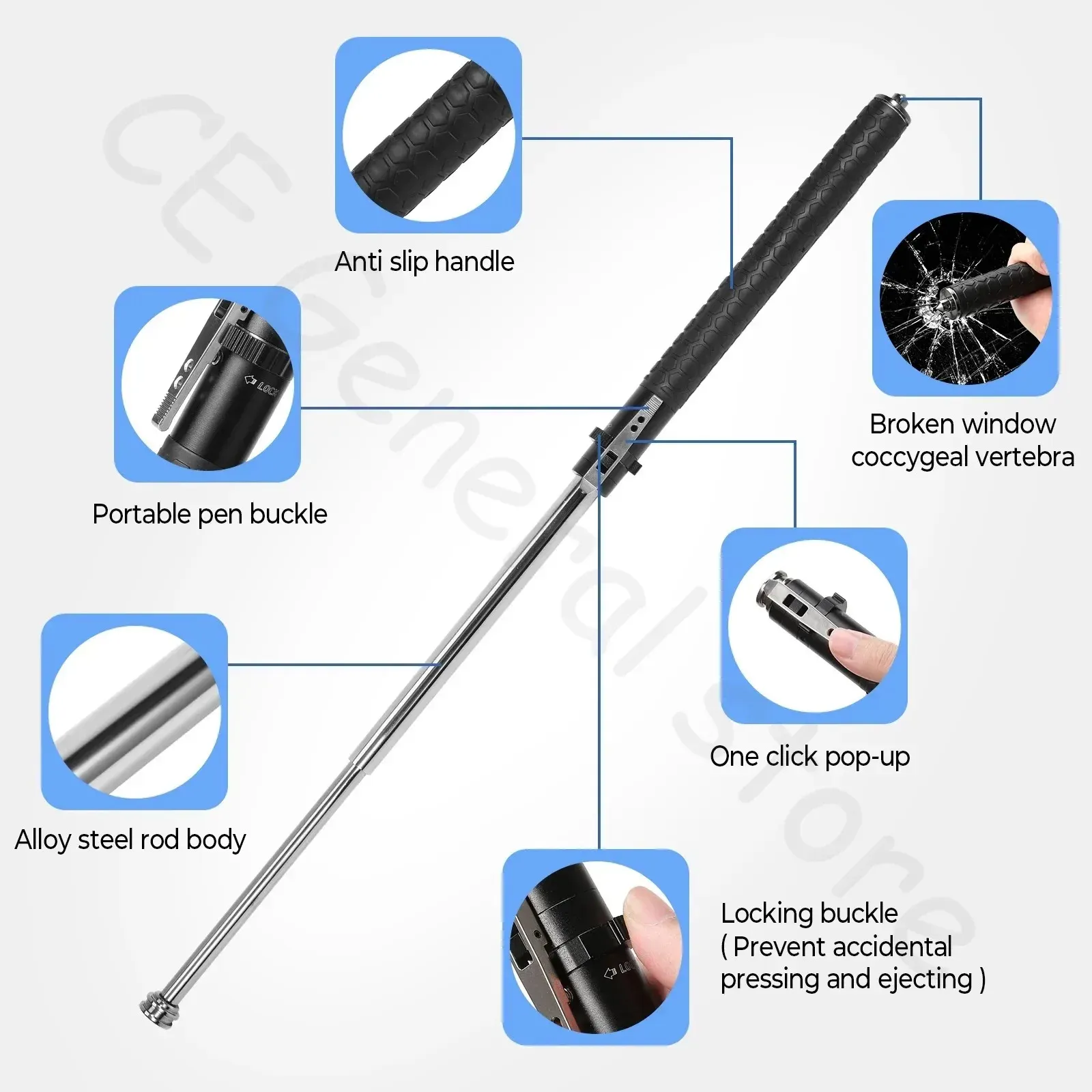 One-Press Eject Defense Baton: Instant Deploy in Narrow Spaces | Compact Self-Defense Tool for Emergency