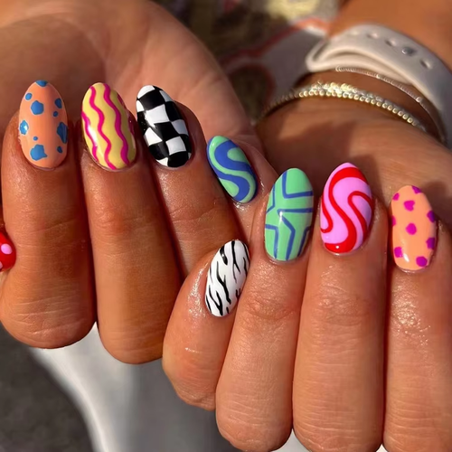 Dopamine-Colored Graffiti Nail Stickers (Removable)
