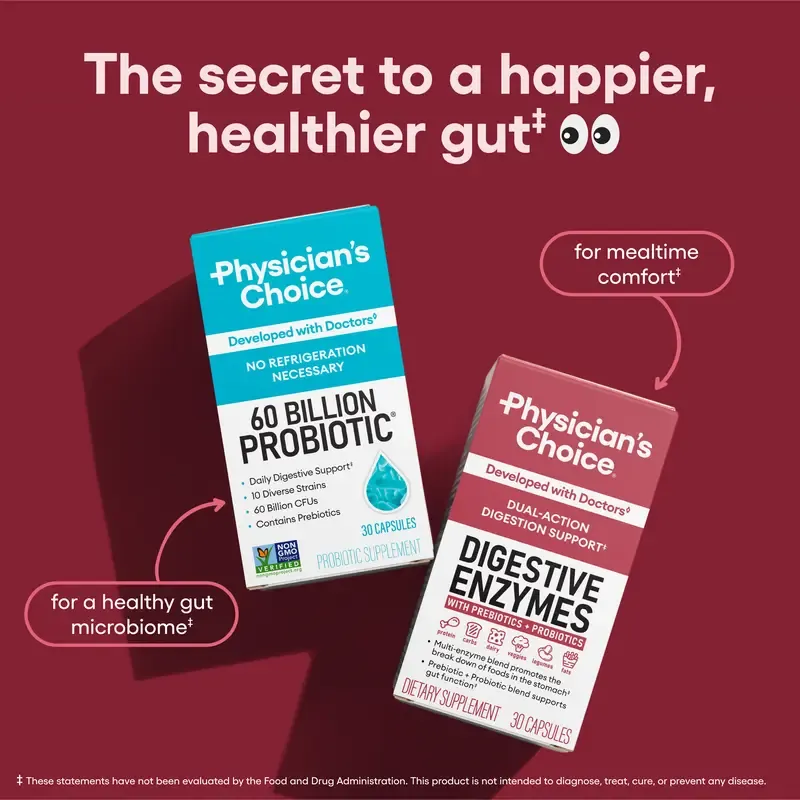 Physician's Choice - Bloating & Mealtime Discomfort Support with Probiotics + Prebiotics for Digestion & Gut Health