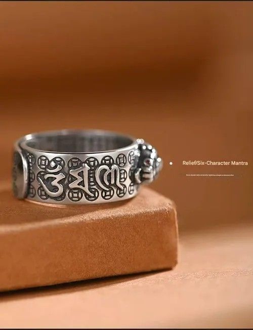 Vintage Silver-Tone 3D Relief Pixiu Ring: Red Heart Gem, Adjustable Open Band with Coin Motifs