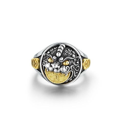 Men & Women Two-Tone Pixiu Ring - Rotatable Auspicious Coin Jewelry