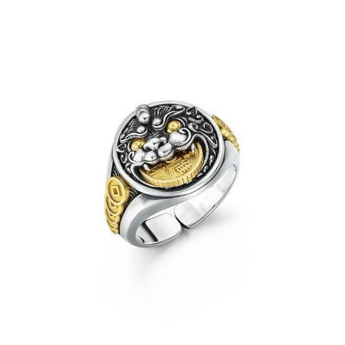 Men & Women Two-Tone Pixiu Ring - Rotatable Auspicious Coin Jewelry