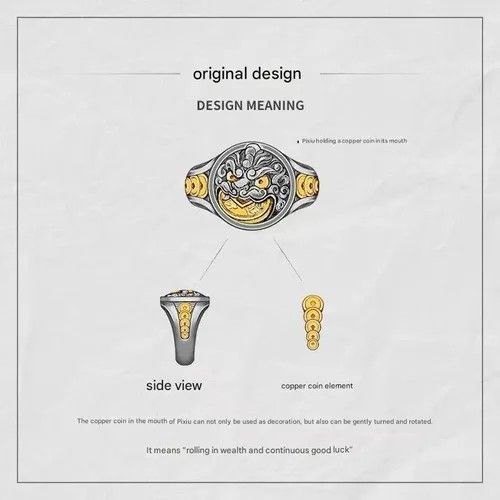 Men & Women Two-Tone Pixiu Ring - Rotatable Auspicious Coin Jewelry