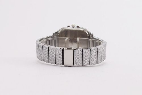 Fashion Square Moissanite - Inlaid Starry - Sky Roman Numeral Unisex Quartz Watch: Shine with Classic Elegance