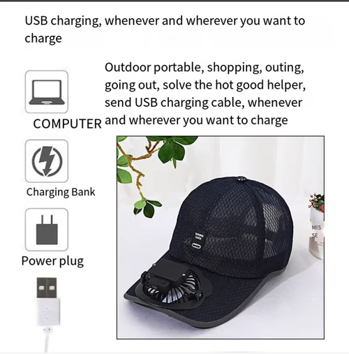 Solar-powered fan hat