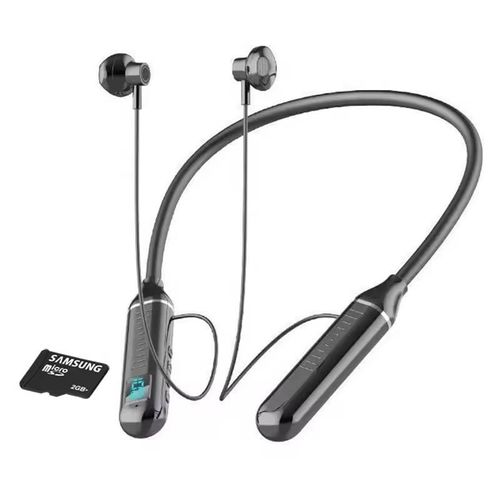 Best-selling model G02 in-ear sports neckband LED headphones with digital display and magnetic bass earbuds.