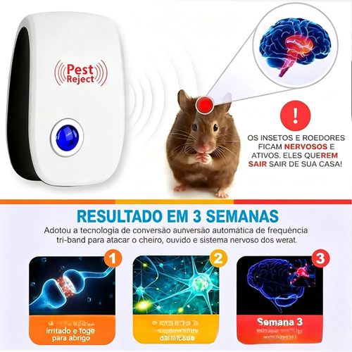 Repelente de Pragas Ultrassônico, Repelente Eletrônico de Pragas Tomada Interna para Insetos, Baratas, Aranhas, Formigas, Percevejos, Mosquitos e Ratos para Casa, Cozinha, Garagem e Armazém.