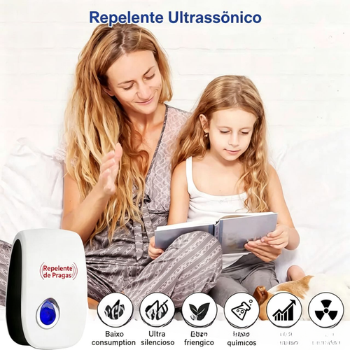 Repelente de Pragas Ultrassônico, Repelente Eletrônico de Pragas Tomada Interna para Insetos, Baratas, Aranhas, Formigas, Percevejos, Mosquitos e Ratos para Casa, Cozinha, Garagem e Armazém.